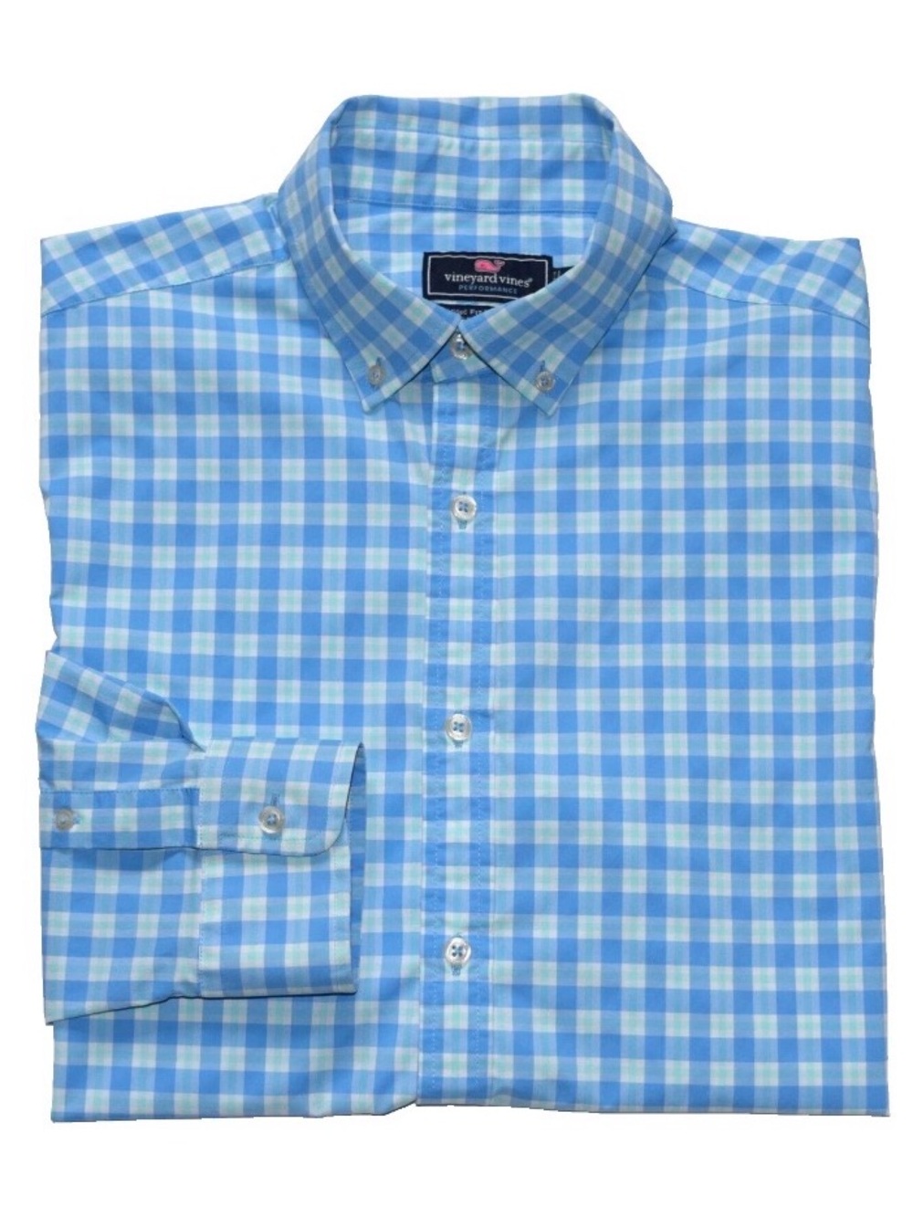 Vineyard Vines Classic Fit Murray Blue Green Plaid Button-Down Shirt Long Sleeve
